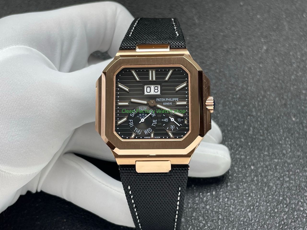 P1 Factory Patek Philippe Cubitus 5822 45mm Rose Gold Textile Strap Grey Dial 5 Clean Factory Watch