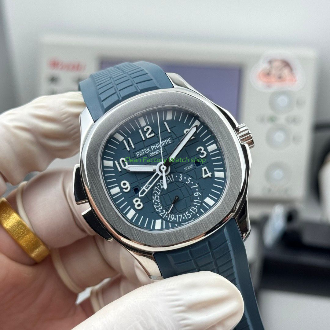 PP Factory Patek Philippe Aquanaut 5164G-001 40.8mm White Gold Rubber Strap Blue Dial (9) PP Factory Patek Philippe Aquanaut 5164G-001 40.8mm White Gold Rubber Strap Blue Dial (9)