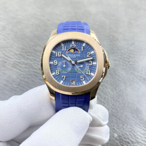 PP+ Factory Patek Philippe Aquanaut 5261R-001 40mm Rose Gold Blue Rubber Strap Blue Dial
