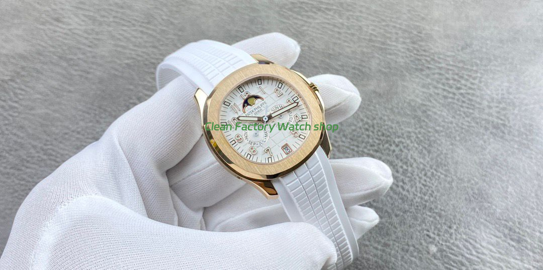PP+ Factory Patek Philippe Aquanaut 5261R 40mm Rose Gold White Rubber Strap White Dial (1) PP+ Factory Patek Philippe Aquanaut 5261R 40mm Rose Gold White Rubber Strap White Dial (1)