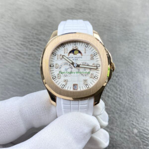 PP+ Factory Patek Philippe Aquanaut 5261R 40mm Rose Gold White Rubber Strap White Dial