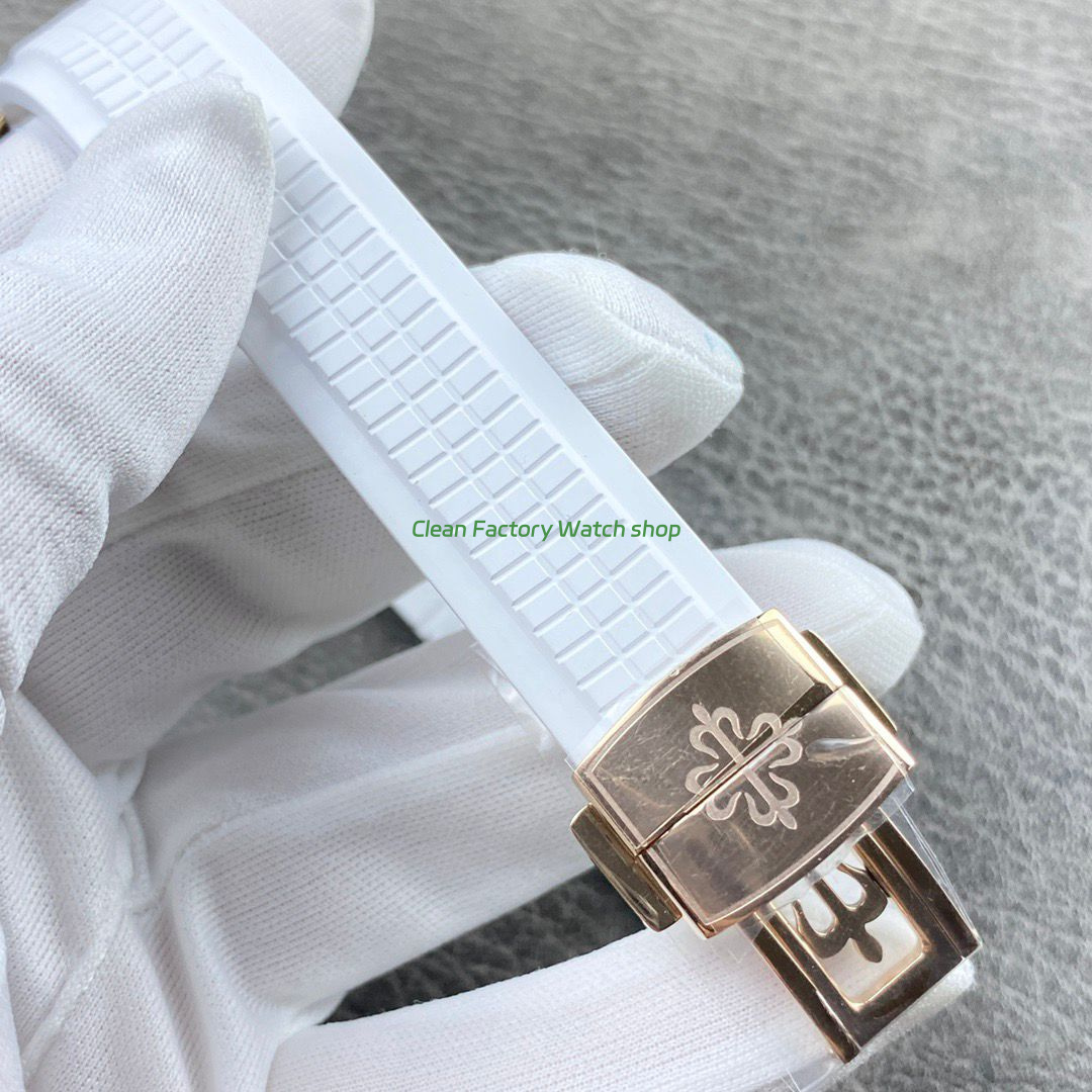PP+ Factory Patek Philippe Aquanaut 5261R 40mm Rose Gold White Rubber Strap White Dial (7) PP+ Factory Patek Philippe Aquanaut 5261R 40mm Rose Gold White Rubber Strap White Dial (7)