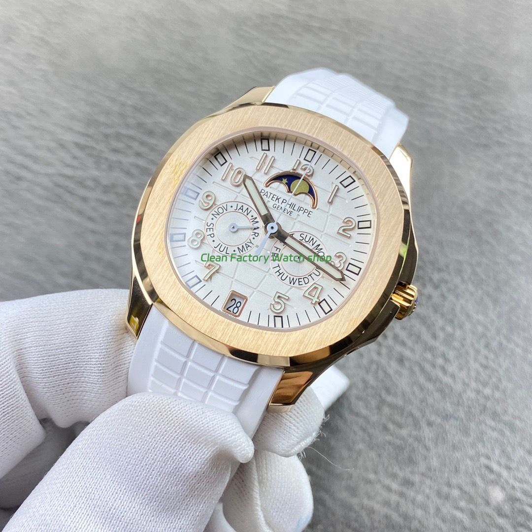 PP+ Factory Patek Philippe Aquanaut 5261R 40mm Rose Gold White Rubber Strap White Dial (9) PP+ Factory Patek Philippe Aquanaut 5261R 40mm Rose Gold White Rubber Strap White Dial (9)