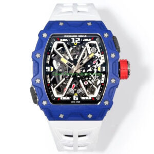 RM Factory Richard Mille RM35-03 Blue Carbon White Rubber Strap Black Skeletonized Dial