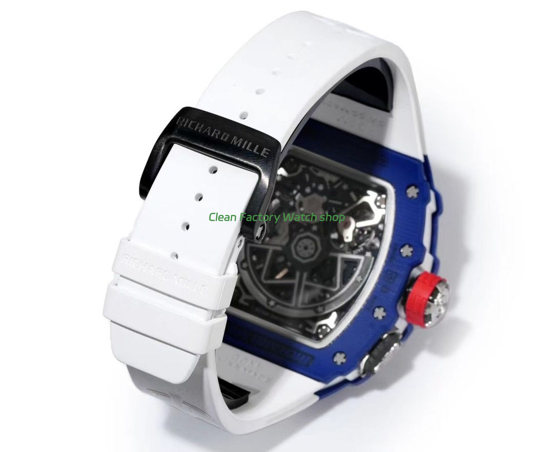 RM Factory Richard Mille RM35-03 Blue Carbon White Rubber Strap Black Skeletonized Dial (5) RM Factory Richard Mille RM35-03 Blue Carbon White Rubber Strap Black Skeletonized Dial (5)