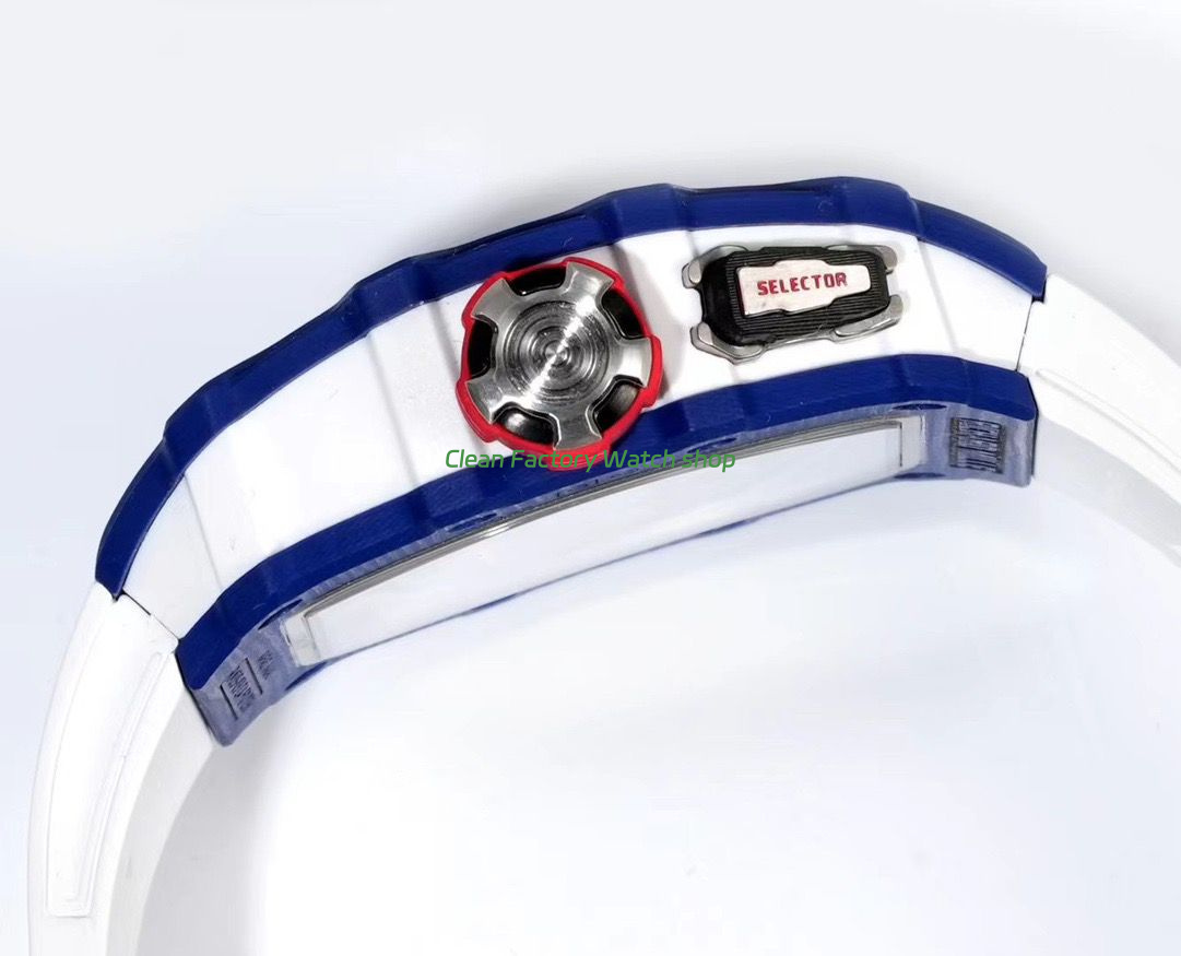 RM Factory Richard Mille RM35-03 Blue Carbon White Rubber Strap Black Skeletonized Dial (9) RM Factory Richard Mille RM35-03 Blue Carbon White Rubber Strap Black Skeletonized Dial (9)