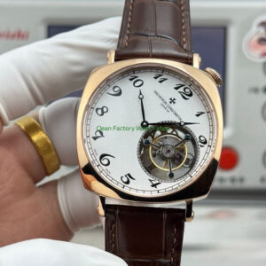 RMS Factory Vacheron Constantin Historiques American 1921 Tourbillon Brown Leather Strap Rose Gold Brown Dial