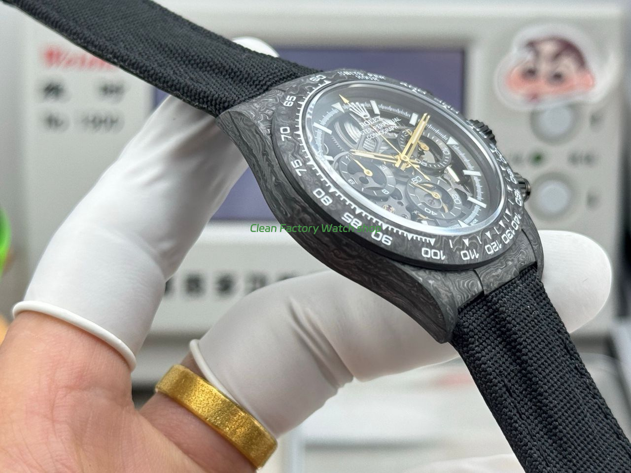 TW Factory Rolex Daytona 116500 40mm Black Carbon Fiber Black Canvas Strap Skeleton Dial (7) TW Factory Rolex Daytona 116500 40mm Black Carbon Fiber Black Canvas Strap Skeleton Dial (7)