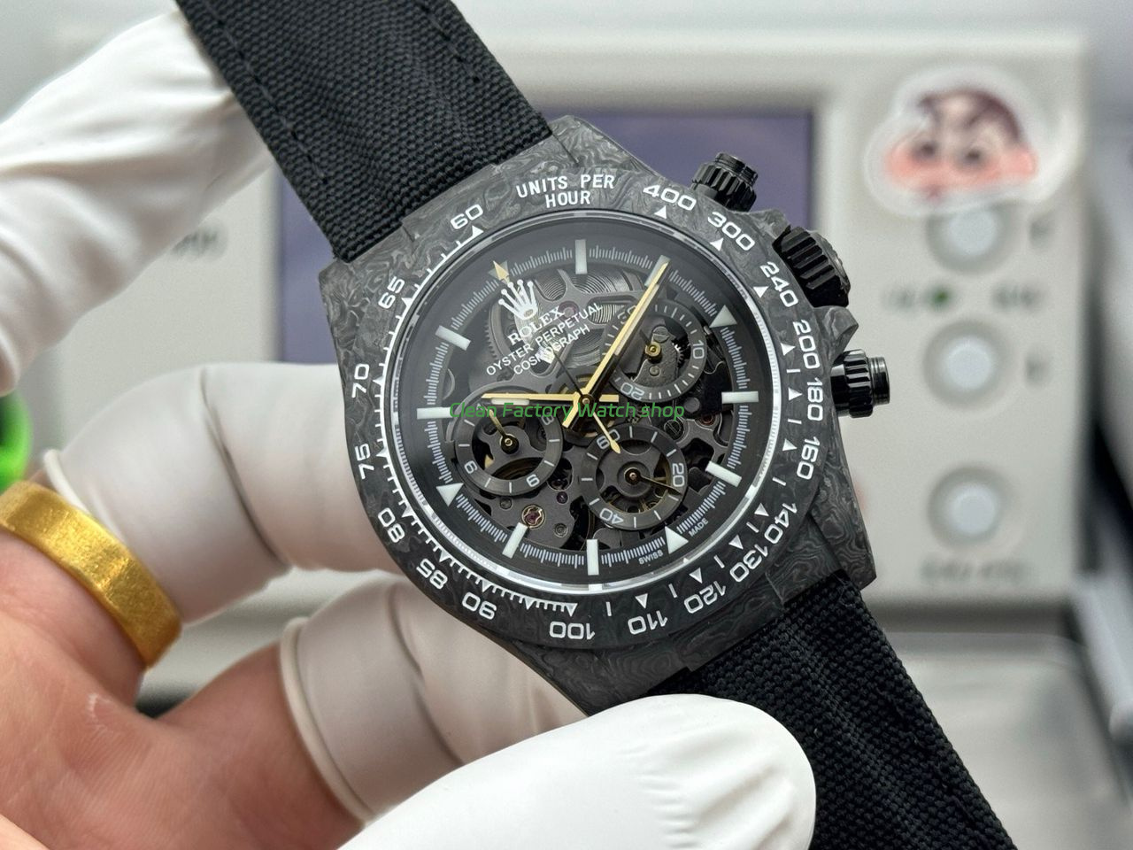 TW Factory Rolex Daytona 116500 40mm Black Carbon Fiber Black Canvas Strap Skeleton Dial (9) TW Factory Rolex Daytona 116500 40mm Black Carbon Fiber Black Canvas Strap Skeleton Dial (9)
