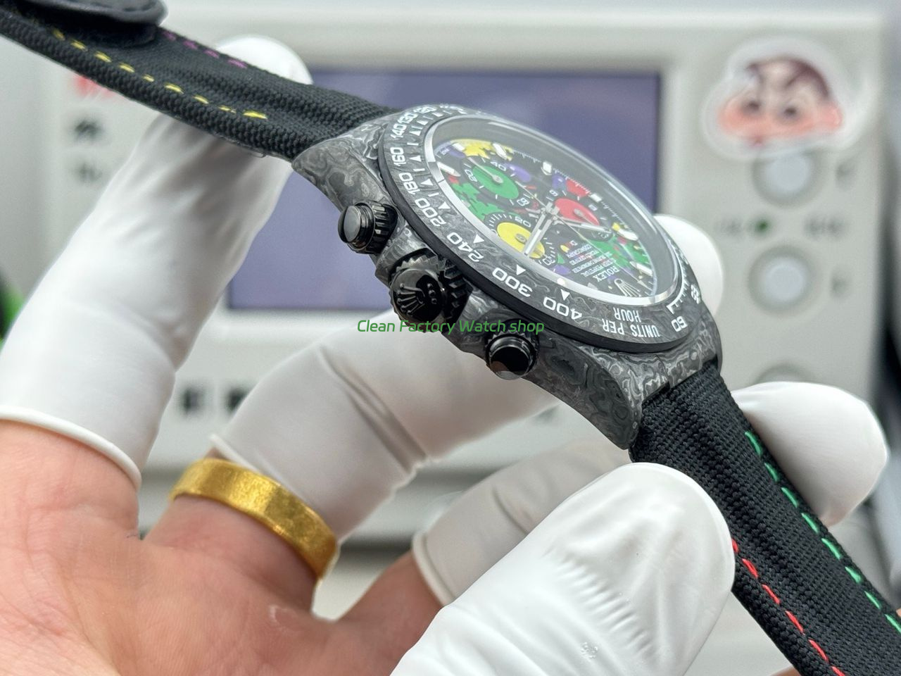 TW Factory Rolex Daytona 116500 40mm Carbon Fiber Black Canvas Strap Black Dial (1) TW Factory Rolex Daytona 116500 40mm Carbon Fiber Black Canvas Strap Black Dial (1)