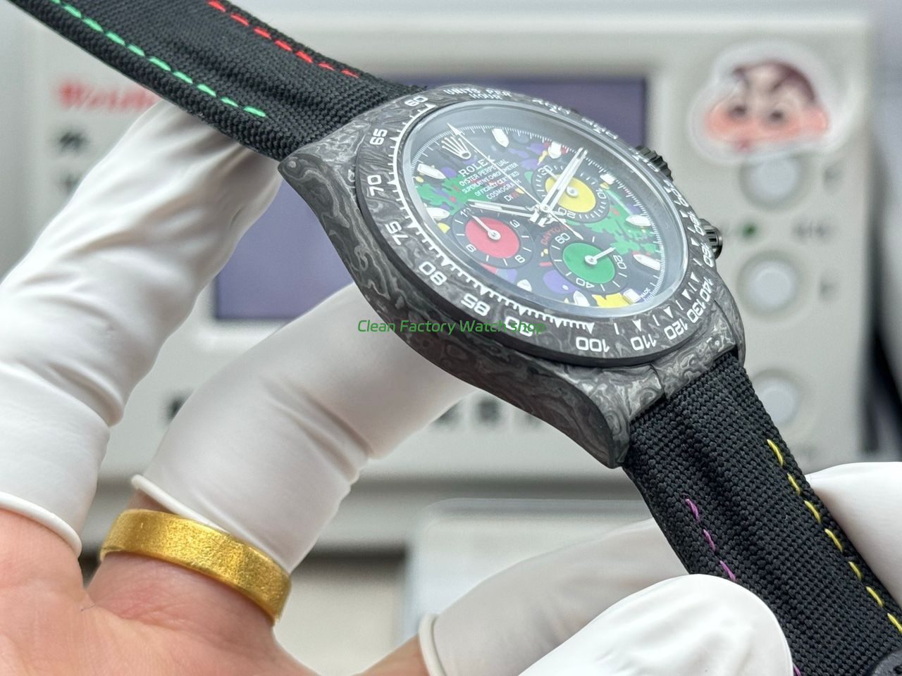 TW Factory Rolex Daytona 116500 40mm Carbon Fiber Black Canvas Strap Black Dial (2) TW Factory Rolex Daytona 116500 40mm Carbon Fiber Black Canvas Strap Black Dial (2)