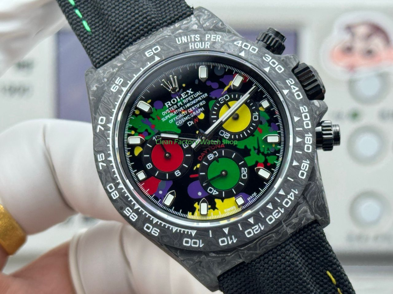 TW Factory Rolex Daytona 116500 40mm Carbon Fiber Black Canvas Strap Black Dial (4) TW Factory Rolex Daytona 116500 40mm Carbon Fiber Black Canvas Strap Black Dial (4)