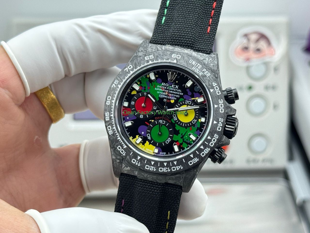 TW Factory Rolex Daytona 116500 40mm Carbon Fiber Black Canvas Strap Black Dial (5) TW Factory Rolex Daytona 116500 40mm Carbon Fiber Black Canvas Strap Black Dial (5)