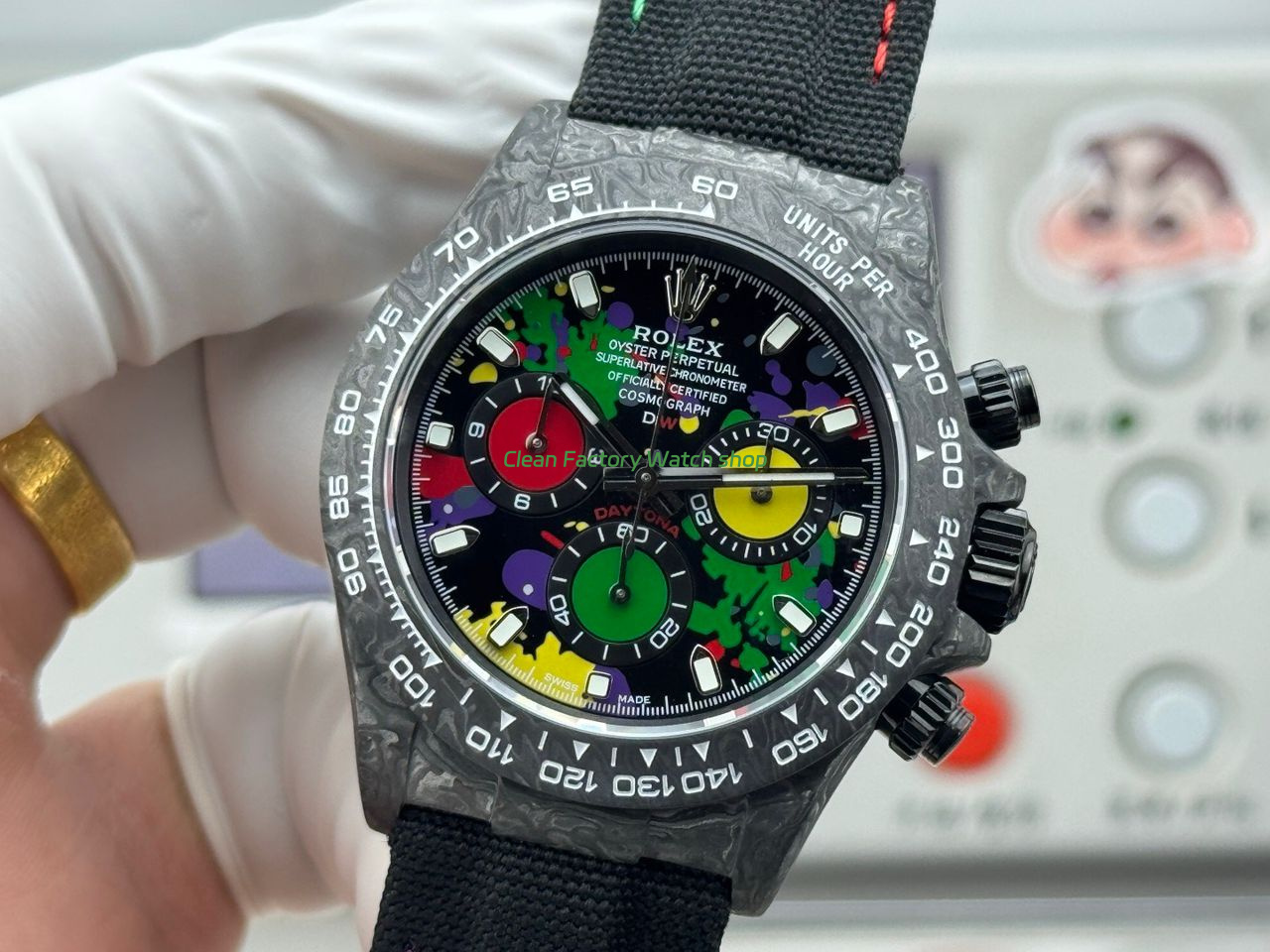TW Factory Rolex Daytona 116500 40mm Carbon Fiber Black Canvas Strap Black Dial (7) TW Factory Rolex Daytona 116500 40mm Carbon Fiber Black Canvas Strap Black Dial (7)
