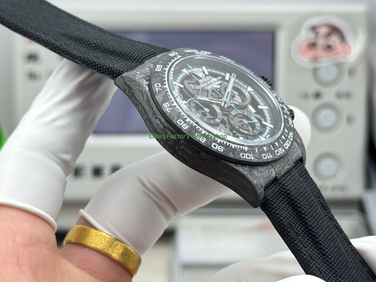 TW Factory Rolex Daytona 116500 40mm Carbon Fiber Black Canvas Strap Skeleton Dial (2) TW Factory Rolex Daytona 116500 40mm Carbon Fiber Black Canvas Strap Skeleton Dial (2)