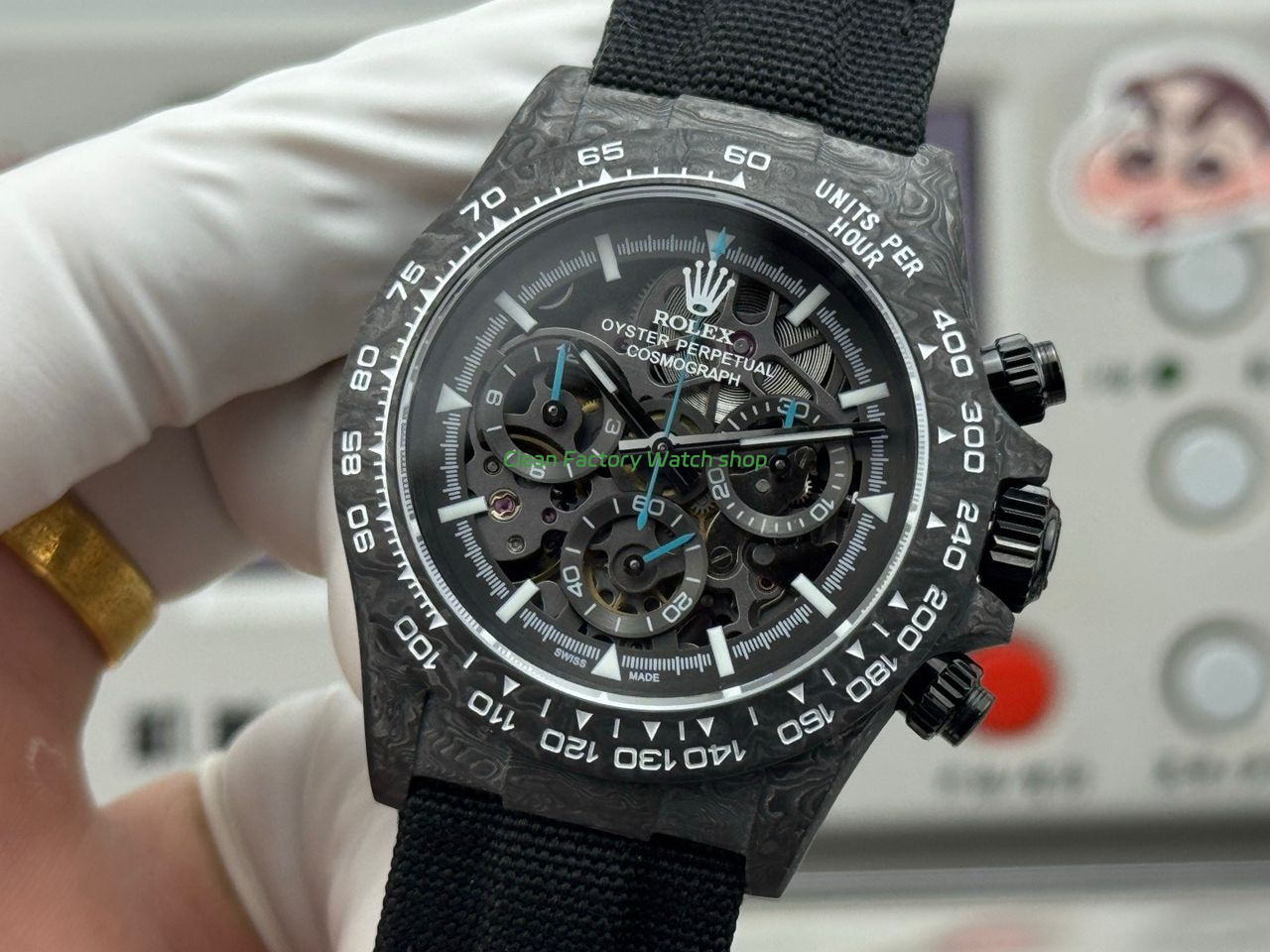 TW Factory Rolex Daytona 116500 40mm Carbon Fiber Black Canvas Strap Skeleton Dial (3) TW Factory Rolex Daytona 116500 40mm Carbon Fiber Black Canvas Strap Skeleton Dial (3)