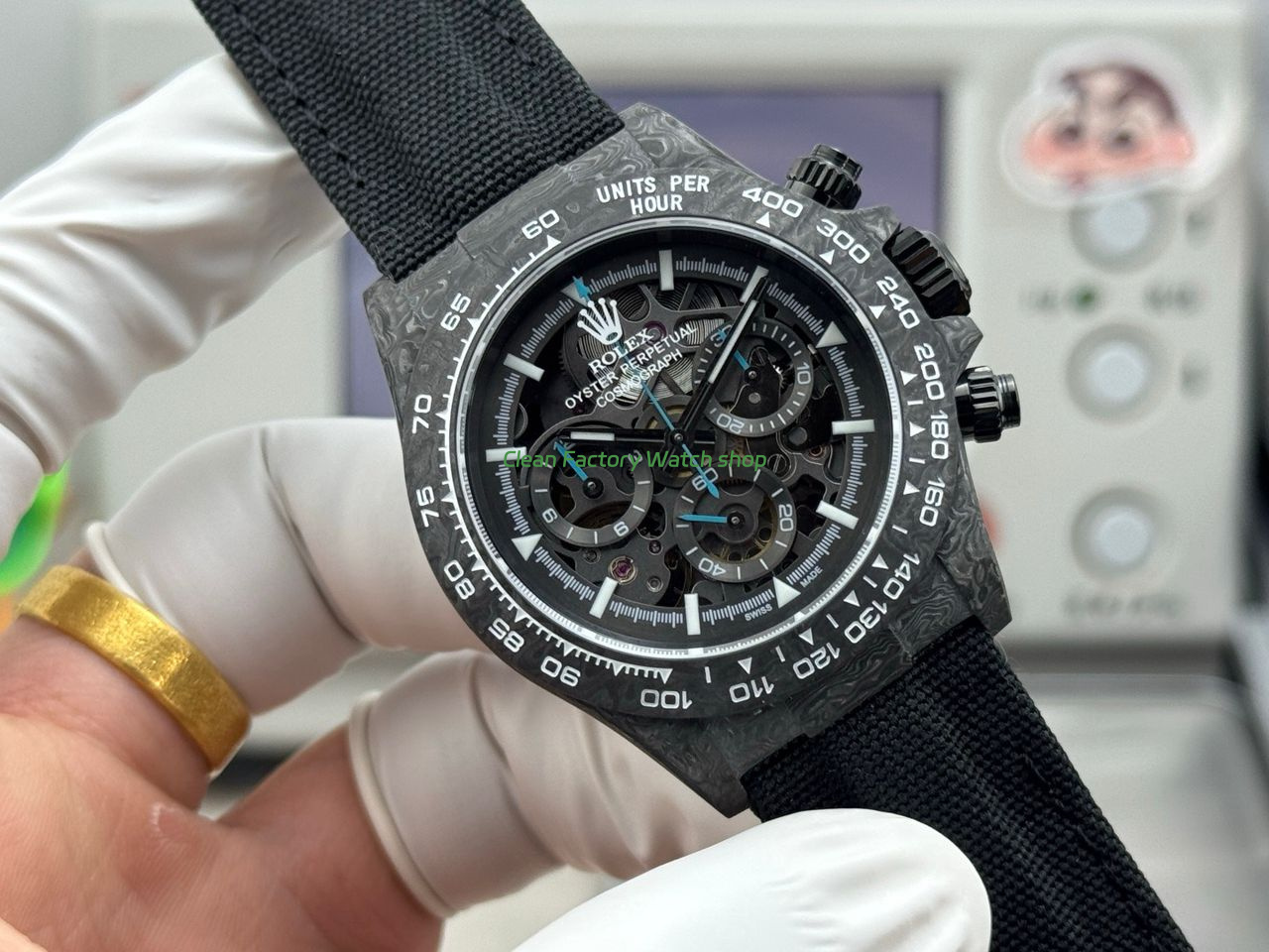 TW Factory Rolex Daytona 116500 40mm Carbon Fiber Black Canvas Strap Skeleton Dial (6) TW Factory Rolex Daytona 116500 40mm Carbon Fiber Black Canvas Strap Skeleton Dial (6)