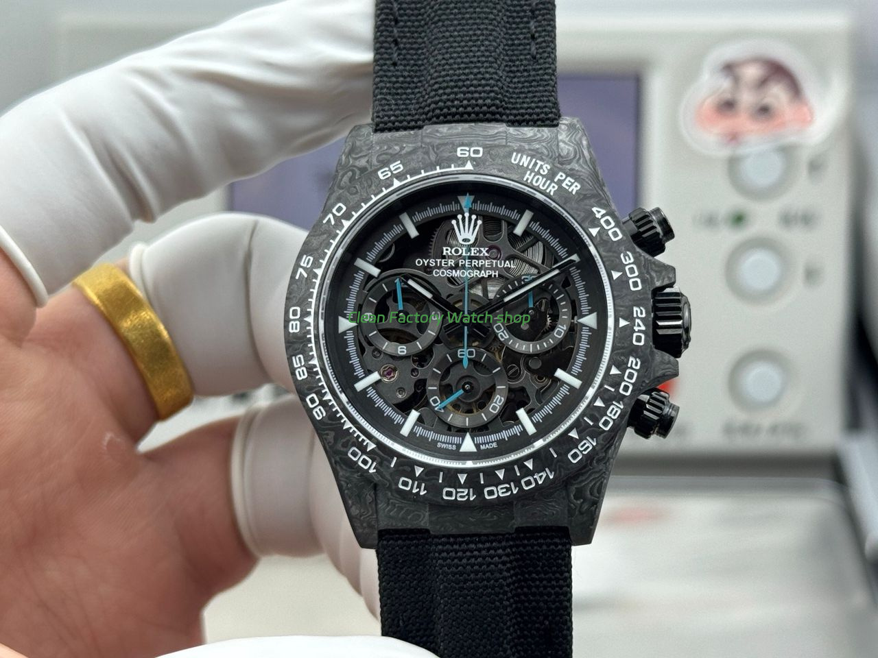 TW Factory Rolex Daytona 116500 40mm Carbon Fiber Black Canvas Strap Skeleton Dial 1 TW Factory Rolex Daytona 116500 40mm Carbon Fiber Black Canvas Strap Skeleton Dial 7 Clean Factory Watch