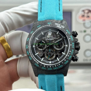 TW Factory Rolex Daytona 116500 40mm Carbon Fiber Light Blue Canvas Strap Skeleton Dial 16 TW Factory Rolex Daytona 116500 40mm Carbon Fiber Light Blue Canvas Strap Skeleton Dial 8 Clean Factory Watch