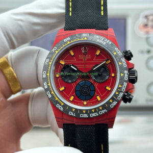 TW Factory Rolex Daytona 116500 40mm Red Carbon Fiber Black Canvas Strap Red Dial 12 TW Factory Rolex Daytona 116500 40mm Red Carbon Fiber Black Canvas Strap Red Dial 8 Clean Factory Watch