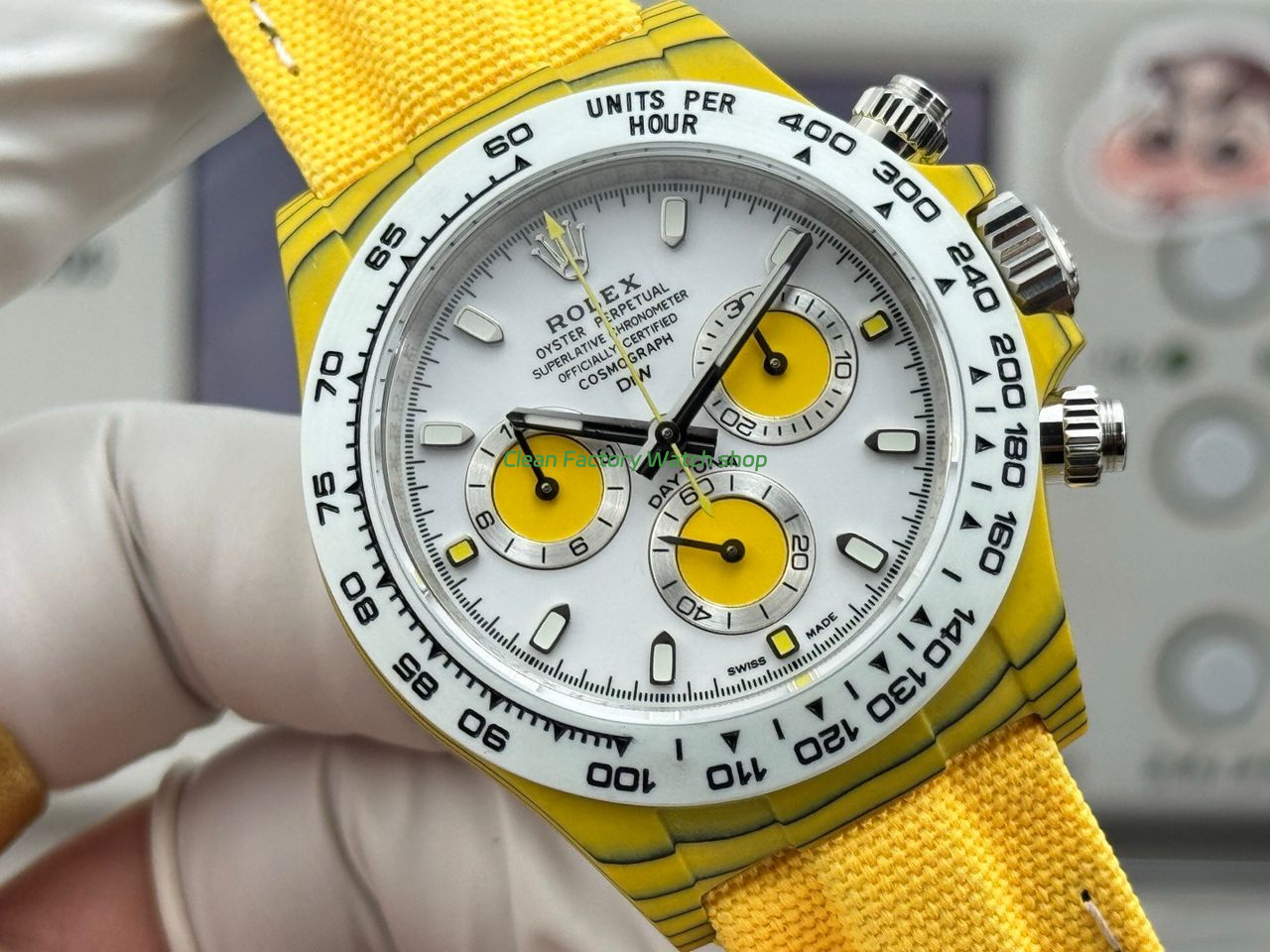 TW Factory Rolex Daytona 116500 40mm Yellow Carbon Fiber Yellow Canvas Strap White Dial (2) TW Factory Rolex Daytona 116500 40mm Yellow Carbon Fiber Yellow Canvas Strap White Dial (2)