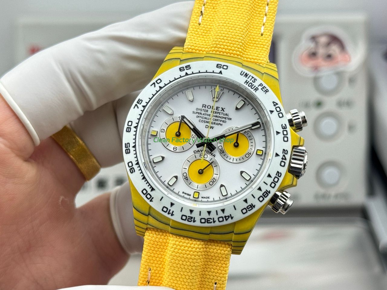 TW Factory Rolex Daytona 116500 40mm Yellow Carbon Fiber Yellow Canvas Strap White Dial (3) TW Factory Rolex Daytona 116500 40mm Yellow Carbon Fiber Yellow Canvas Strap White Dial (3)