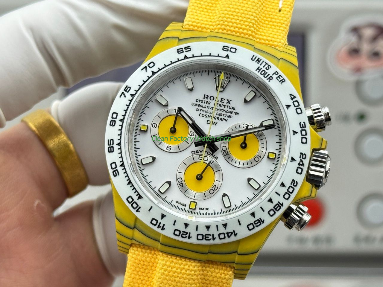 TW Factory Rolex Daytona 116500 40mm Yellow Carbon Fiber Yellow Canvas Strap White Dial (4) TW Factory Rolex Daytona 116500 40mm Yellow Carbon Fiber Yellow Canvas Strap White Dial (4)
