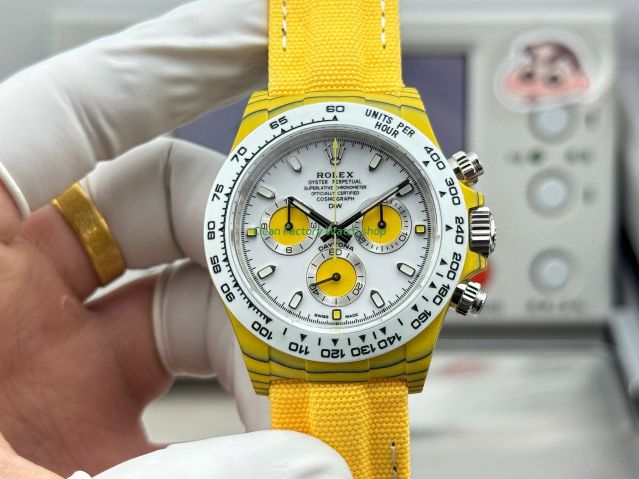 TW Factory Rolex Daytona 116500 40mm Yellow Carbon Fiber Yellow Canvas Strap White Dial 1 TW Factory Rolex Daytona 116500 40mm Yellow Carbon Fiber Yellow Canvas Strap White Dial 5 Clean Factory Watch