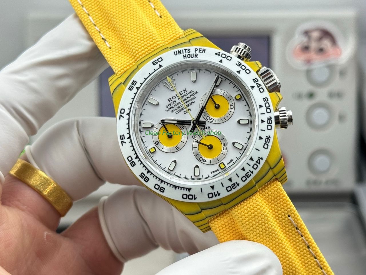 TW Factory Rolex Daytona 116500 40mm Yellow Carbon Fiber Yellow Canvas Strap White Dial (6) TW Factory Rolex Daytona 116500 40mm Yellow Carbon Fiber Yellow Canvas Strap White Dial (6)
