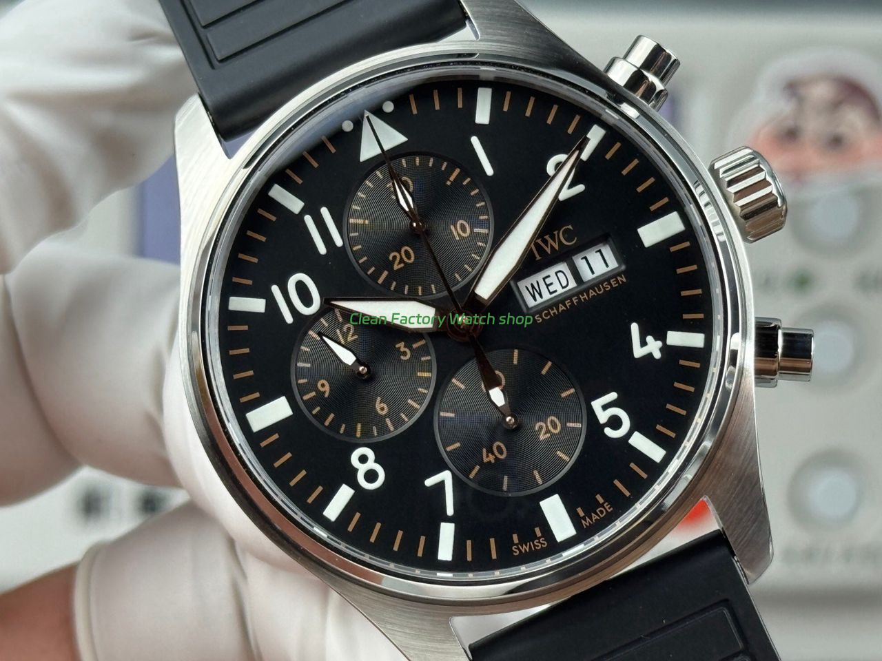 TWS Factory IWC Pilot Chronograph IW388111 41mm Rubber Strap Arabic Numerals Black Dial (3) TWS Factory IWC Pilot Chronograph IW388111 41mm Rubber Strap Arabic Numerals Black Dial (3)