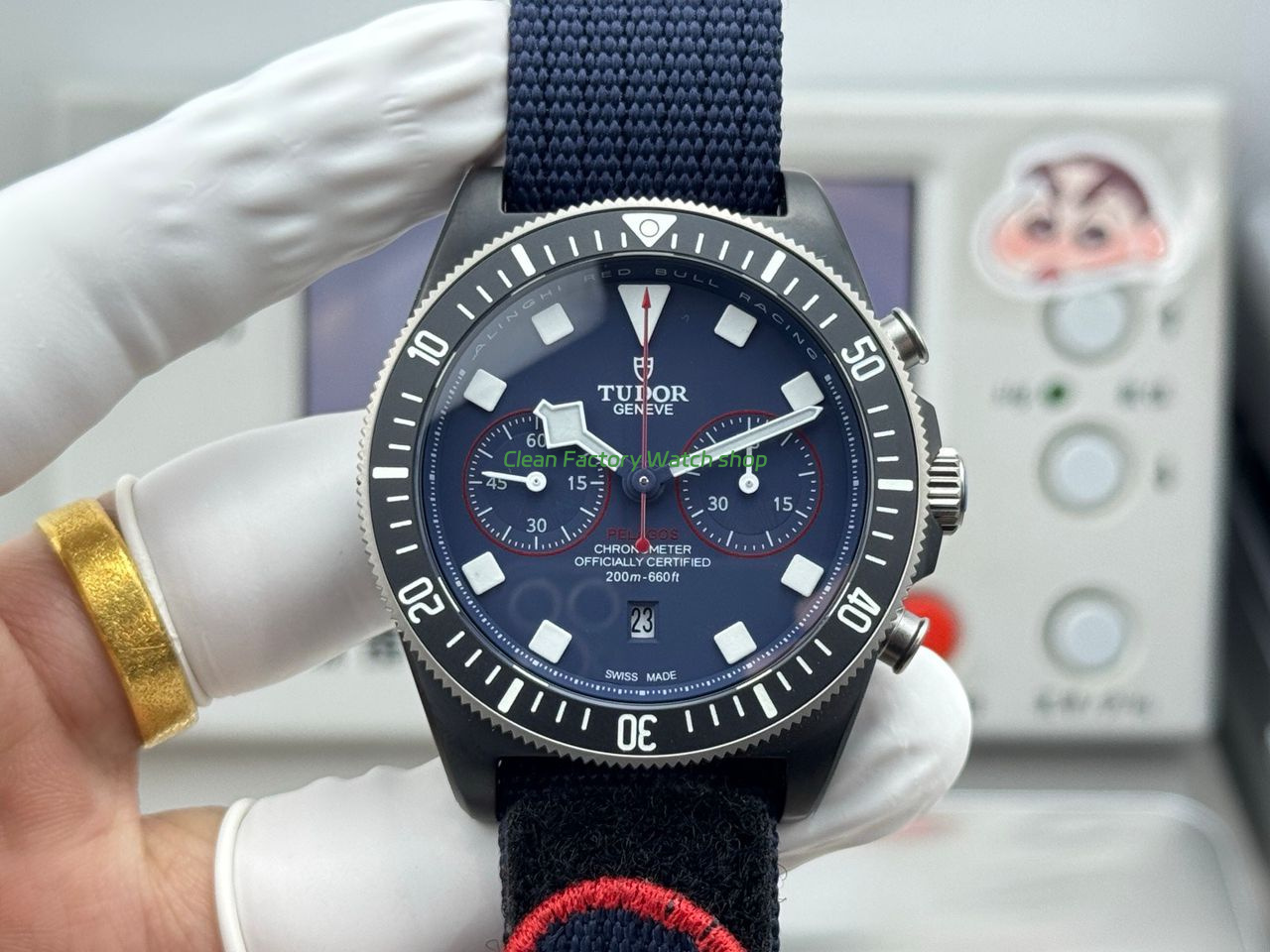 V Factory Tudor Heritage Black Bay Chrono 79360B 0002 41mm Carbon Blue Dial 8 Clean Factory Watch