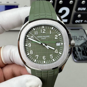 3K Factory Patek Philippe Aquanaut 42.2mm 5168G 010 White Gold，Avocado Green Rubber Strap Avocado Green Dial 5 Clean Factory Watch