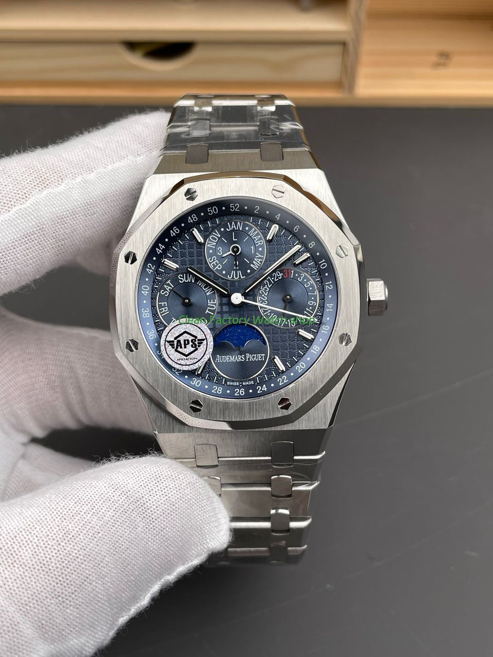 APS Factory Audemars Piguet Royal Oak Perpetual Calendar 26574ST.OO.1220ST.02 41mm Full Steel Blue Dial (4) APS Factory Audemars Piguet Royal Oak Perpetual Calendar 26574ST.OO.1220ST.02 41mm Full Steel Blue Dial (4)