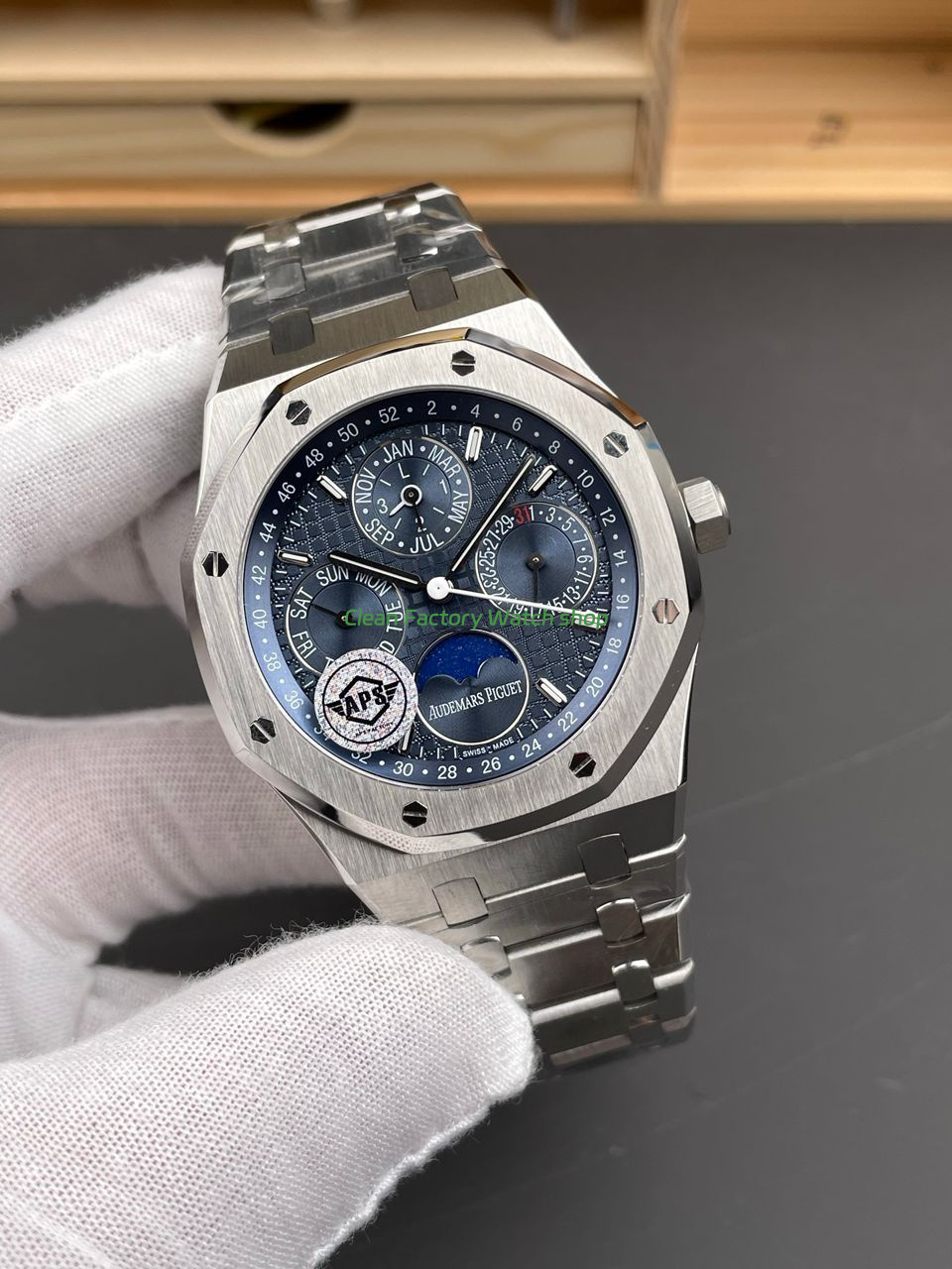 APS Factory Audemars Piguet Royal Oak Perpetual Calendar 26574ST.OO.1220ST.02 41mm Full Steel Blue Dial (9) APS Factory Audemars Piguet Royal Oak Perpetual Calendar 26574ST.OO.1220ST.02 41mm Full Steel Blue Dial (9)