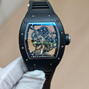 APS Factory Richard Mille RM 055 42.7mm Black Ceramic Black Rubber Strap Skeletonized Black Dial 5 Clean Factory Watch