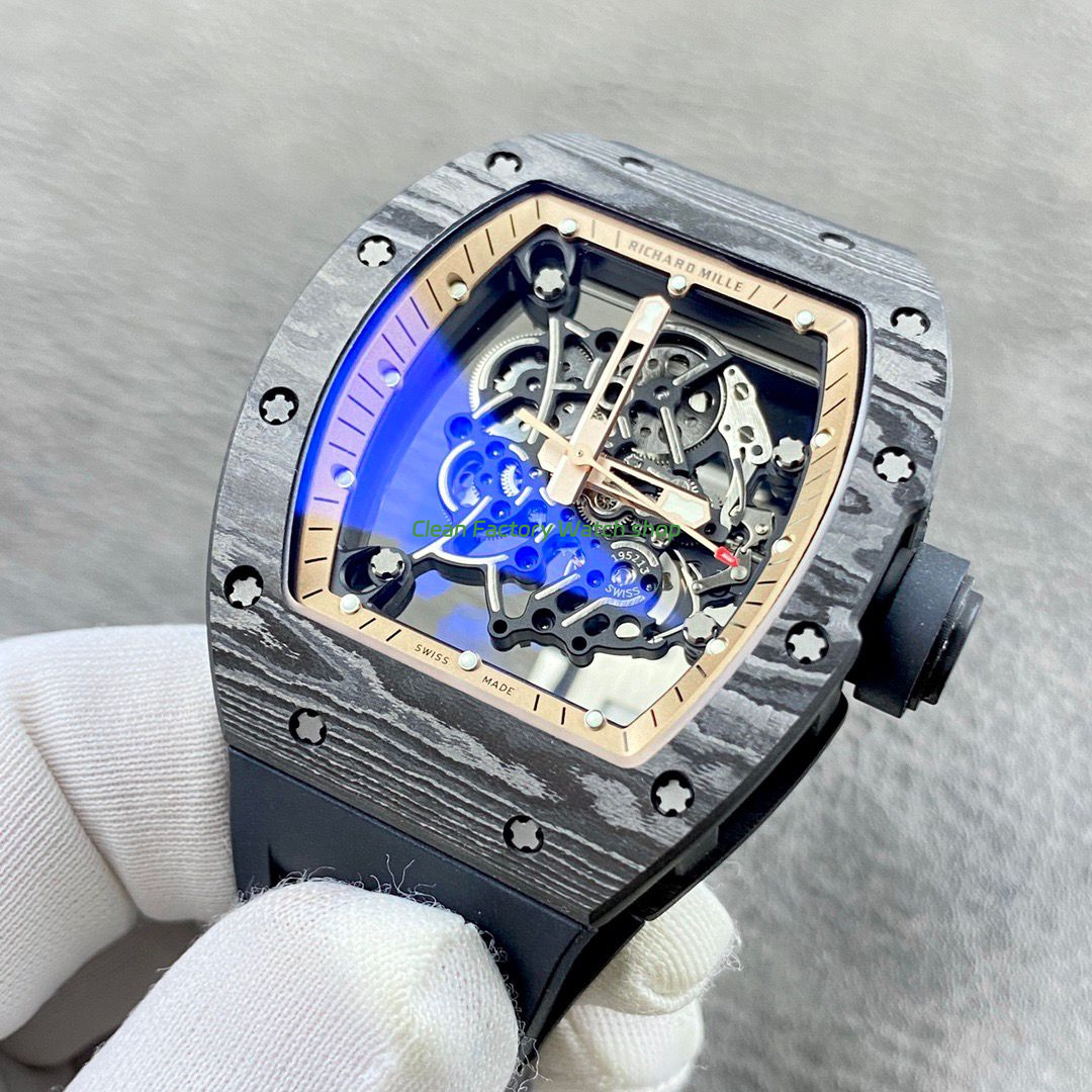 APS Factory Richard Mille RM 055 42.7mm Carbon Fiber Black Rubber Strap Skeletonized Rose Gold Dial (5) APS Factory Richard Mille RM 055 42.7mm Carbon Fiber Black Rubber Strap Skeletonized Rose Gold Dial (5)