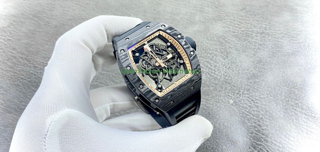 APS Factory Richard Mille RM 055 42.7mm Carbon Fiber Black Rubber Strap Skeletonized Rose Gold Dial (7) APS Factory Richard Mille RM 055 42.7mm Carbon Fiber Black Rubber Strap Skeletonized Rose Gold Dial (7)