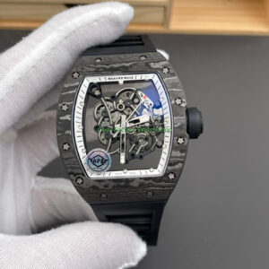 APS Factory Richard Mille RM 055 42.7mm Carbon Fiber Rubber Strap Skeletonized White Dial 9 Clean Factory Watch