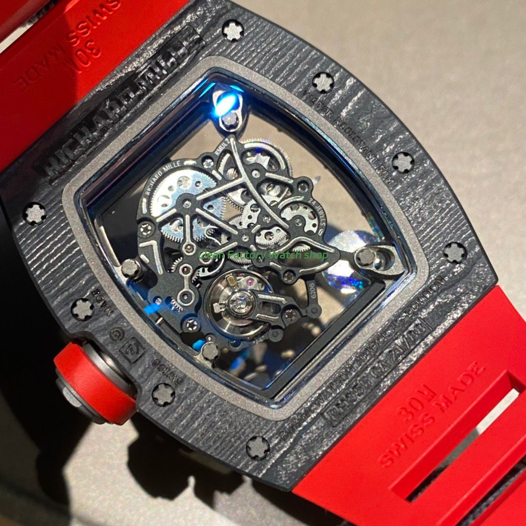 APS Factory Richard Mille RM 055 42.7mm Titanium Red Rubber Strap Skeletonized Black Dial (1) APS Factory Richard Mille RM 055 42.7mm Titanium Red Rubber Strap Skeletonized Black Dial (1)