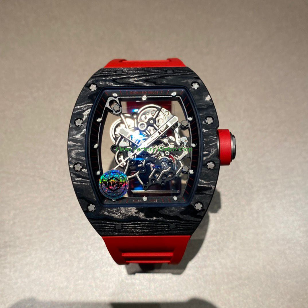 APS Factory Richard Mille RM 055 42.7mm Titanium Red Rubber Strap Skeletonized Black Dial (8) APS Factory Richard Mille RM 055 42.7mm Titanium Red Rubber Strap Skeletonized Black Dial (8)