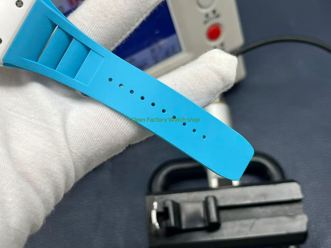 APS Factory Richard Mille RM 055 42.7mm White Ceramic Light Blue Rubber Strap Skeletonized Black Dial (3) APS Factory Richard Mille RM 055 42.7mm White Ceramic Light Blue Rubber Strap Skeletonized Black Dial (3)