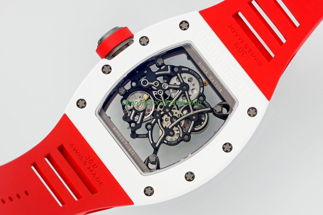 APS Factory Richard Mille RM 055 42.7mm White Ceramic White Rubber Strap Skeletonized Red Dial (1) APS Factory Richard Mille RM 055 42.7mm White Ceramic White Rubber Strap Skeletonized Red Dial (1)