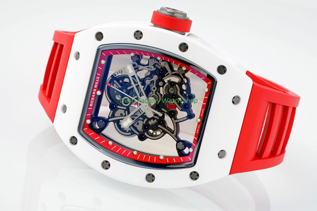 APS Factory Richard Mille RM 055 42.7mm White Ceramic White Rubber Strap Skeletonized Red Dial (4) APS Factory Richard Mille RM 055 42.7mm White Ceramic White Rubber Strap Skeletonized Red Dial (4)