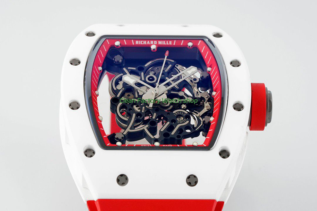 APS Factory Richard Mille RM 055 42.7mm White Ceramic White Rubber Strap Skeletonized Red Dial (5) APS Factory Richard Mille RM 055 42.7mm White Ceramic White Rubber Strap Skeletonized Red Dial (5)
