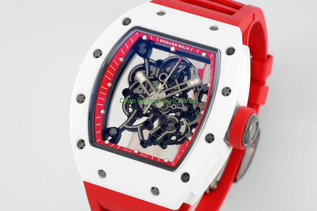 APS Factory Richard Mille RM 055 42.7mm White Ceramic White Rubber Strap Skeletonized Red Dial (6) APS Factory Richard Mille RM 055 42.7mm White Ceramic White Rubber Strap Skeletonized Red Dial (6)