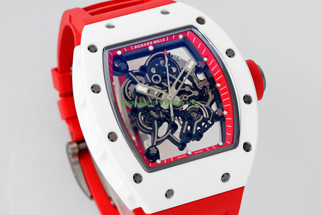 APS Factory Richard Mille RM 055 42.7mm White Ceramic White Rubber Strap Skeletonized Red Dial (8) APS Factory Richard Mille RM 055 42.7mm White Ceramic White Rubber Strap Skeletonized Red Dial (8)