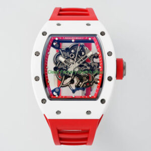 APS Factory Richard Mille RM 055 42.7mm White Ceramic White Rubber Strap Skeletonized Red Dial
