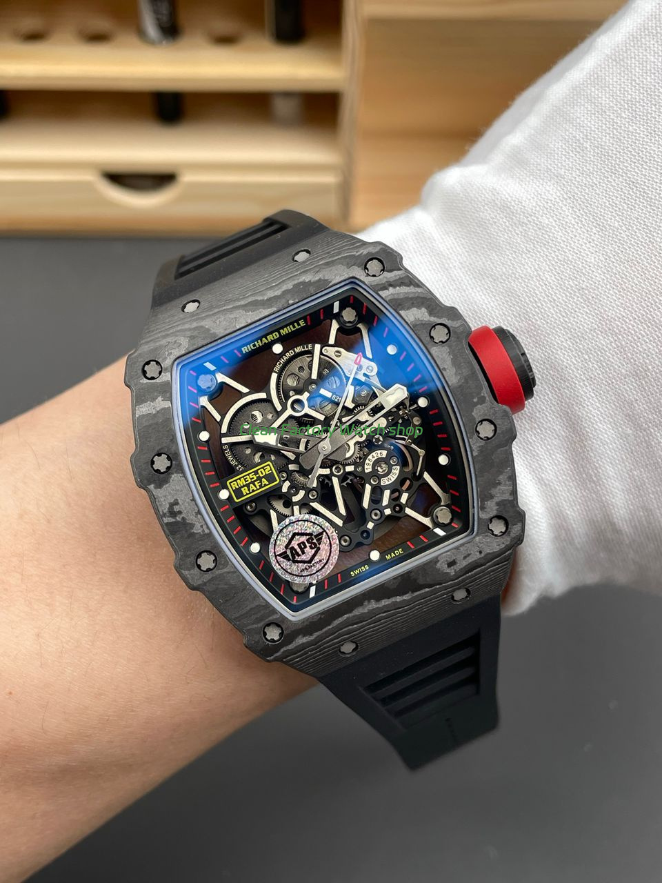 APS Factory Richard Mille RM 35-02 44.5mm Black Carbon Fiber Black Rubber Strap Black Skeletonized Dial (1) APS Factory Richard Mille RM 35-02 44.5mm Black Carbon Fiber Black Rubber Strap Black Skeletonized Dial (1)