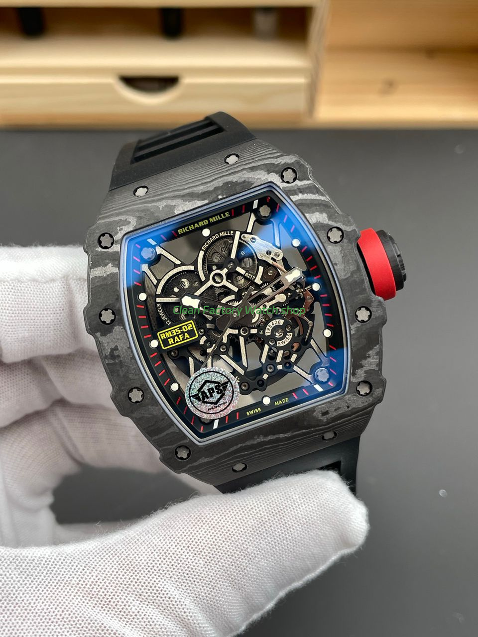 APS Factory Richard Mille RM 35-02 44.5mm Black Carbon Fiber Black Rubber Strap Black Skeletonized Dial (6) APS Factory Richard Mille RM 35-02 44.5mm Black Carbon Fiber Black Rubber Strap Black Skeletonized Dial (6)