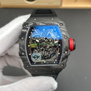 APS Factory Richard Mille RM 35 02 44.5mm Black Carbon Fiber Black Rubber Strap Black Skeletonized Dial 7 Clean Factory Watch